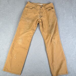 Carhartt Pants Men 33x32 Beige Canvas Relaxed Fit Workwear Distressed 102517 918